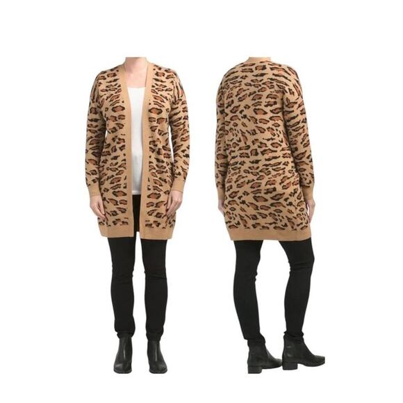 Splendid Cardigan Womans M Leopard Print Open Front Hipster JW - Picture 1 of 4